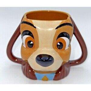 Disney Parks Lady & The Tramp LADY 3D Sculpted 20oz Coffee Mug Double Handle NEW